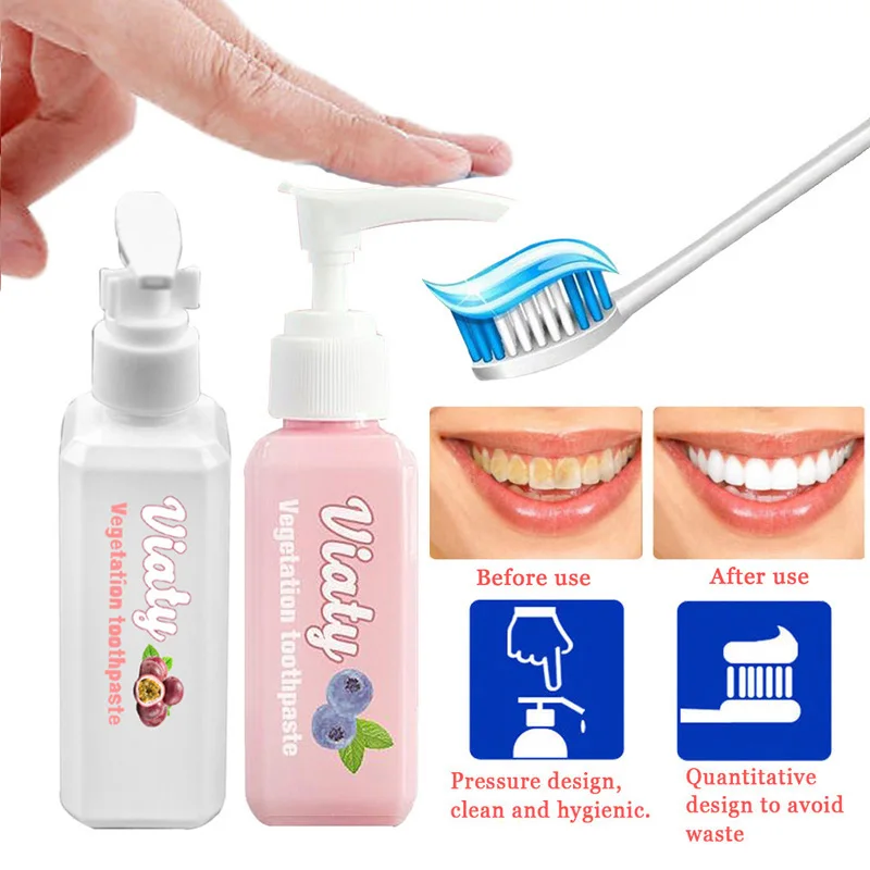 PressthetoothpasteViatytoothpastetoremovethestainswhitening