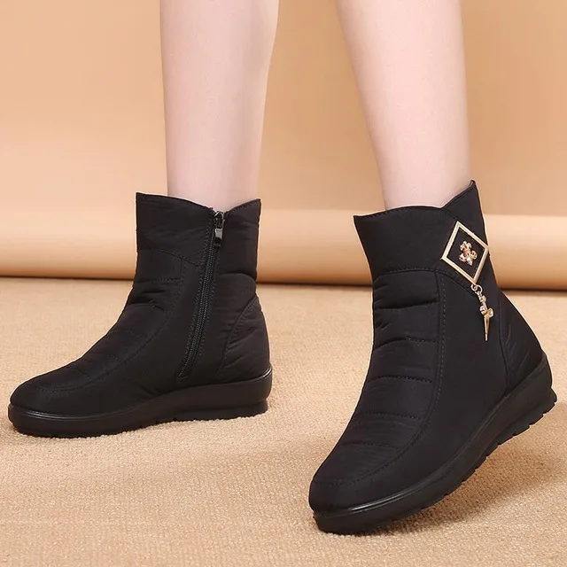 K0103-Black Женские ботинки; зимние ботинки; нескользящие теплые плюшевые женские ботильоны; женская зимняя обувь; женские зимние ботинки; водонепроницаемые женские ботинки - Цвет: K0103-Black