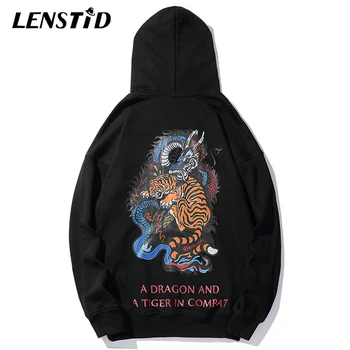 

LENSTID Men Hip Hop Dragon Tiger Combat Printed Fashion Pullover Hoodies Harajuku Streetwear Cotton Autumn Casual Sweatshirts