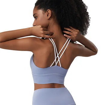 

HTLD Seamless Shockproof Bras For Women Crop Top Cross Bandage Push Up Bra Fitness Vest Breathable Lingerie Bralette 110