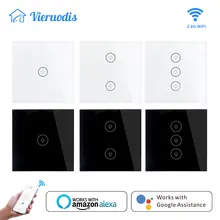 EU/UK Smart Light touch Switch 1/2/3 Gang wall switch Touch/WiFi/Voice/APP Smart Home controller Works with Alexa/Google home sonoff eu smart wifi wall touch light switch 1 2 gang touch wifi rf433 app remote smart home controller work with alexa google