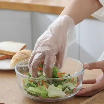 

500 pcs disposable gloves thickened PE transparent kitchen snack sushi making gloves kitchen waste disposal gloves