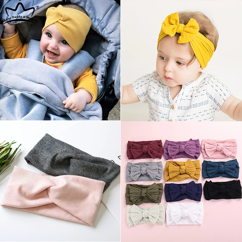 Baby Headband Solid Color Cross Knot Headbands For Kids Girls Turban Cute Bow Elastic