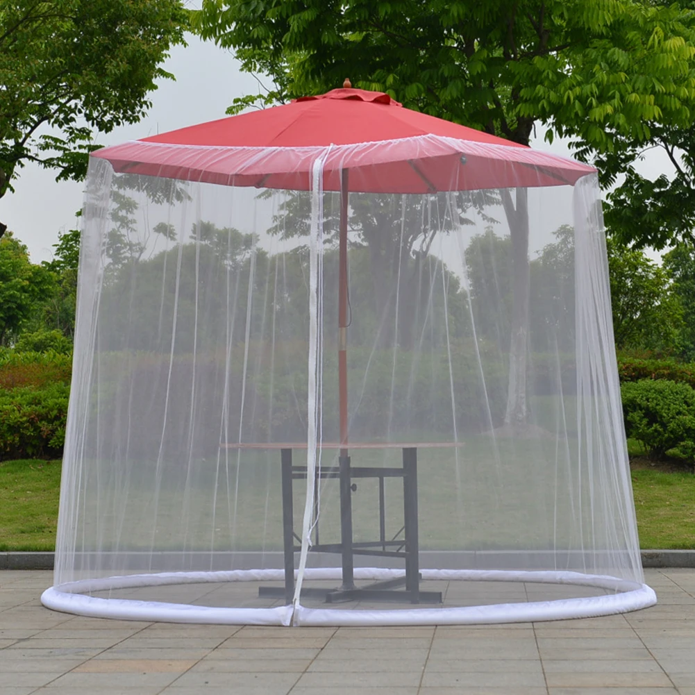 Настольный зонтик, покрытие для патио, защита от солнца, москитная сетка, полиэстер, застежка-молния, сетка, прозрачная, после полудня, чай, сад, солнцезащитный крем - Цвет: Белый