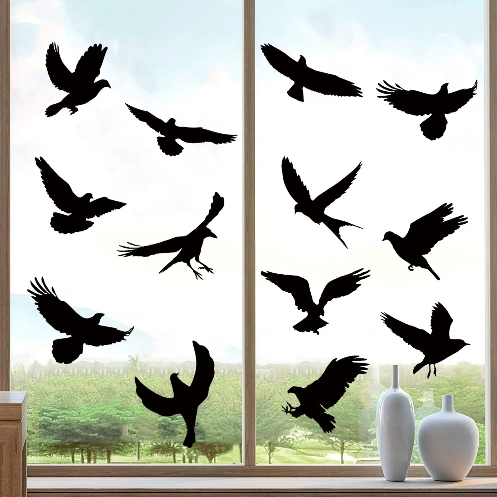 Anti-Kollision Aufkleber Schwarz Vogel Glas Windows Aufkleber Statische  Strom Abnehmbare Windows DIY Wand Aufkleber Dekoration - AliExpress