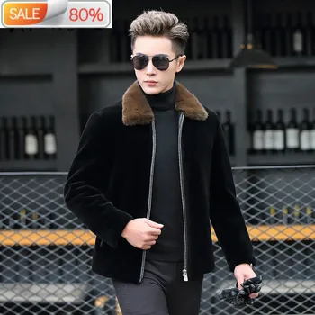 

Winter Warm Duck Down Coat 2020 Lamb Real Fur Coats Natural Mink Collar Jacket Veste Homme 1A15 YY325
