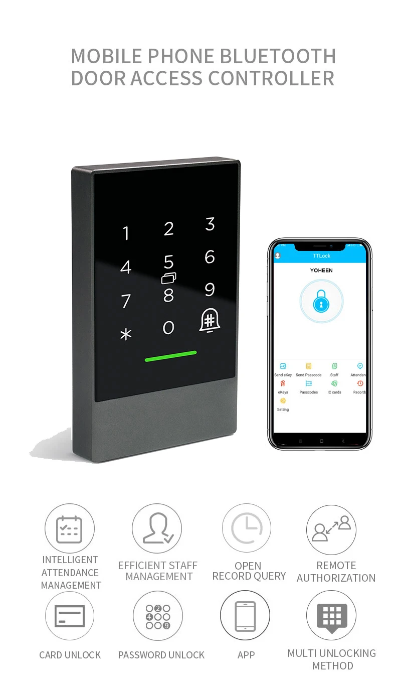 KAILUN Smart Lock for Apartment/Office/House Access Control Bluetooth WiFi App RFID Card Reader Electronic Door Access Control with Digital Keypad Door Lock 