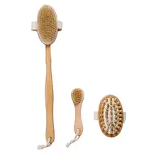 Натуральная щетина кабана кисть для тела для сухой кожи и отшелушивающая Задняя щетка для душа кисть для лица антицеллюлитный массажер подарочный набор