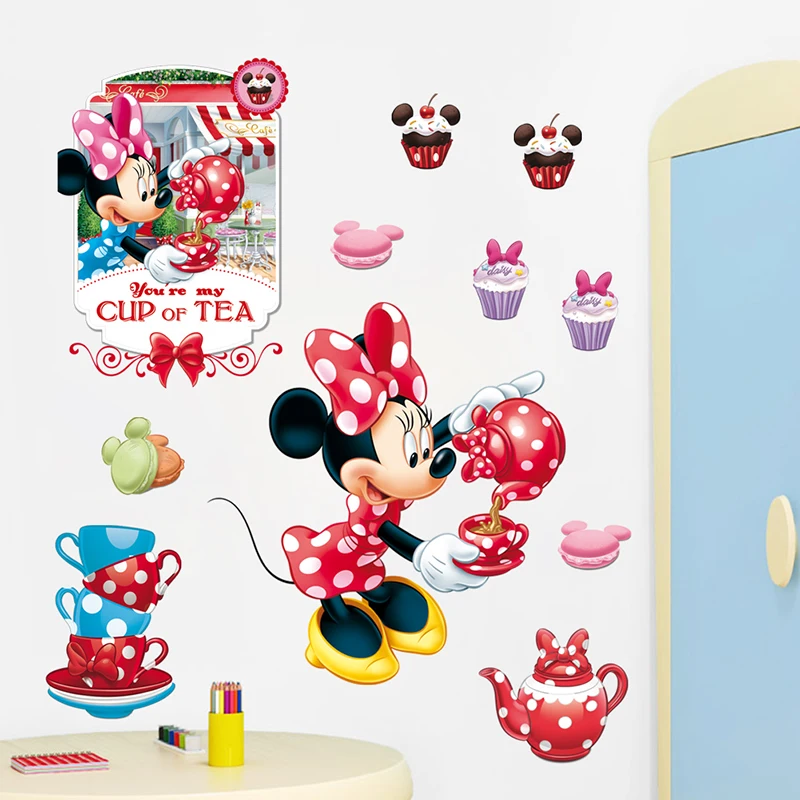Cartoon Disney Minnie You're A Cup Of Tea Wall Stickers For Nursery Kids Room Home Decor Bedroom Wall PVC Mural Art DIY Poster Cartoon Disney Minnie You're A Cup Of Tea Wall Stickers For Nursery Kids Room Home Decor Bedroom Wall PVC Mural Art DIY Poster
