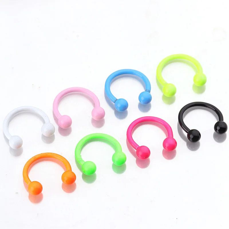 

8Pcs/Set Stainless Steel Lip Nose Hoop Balls Body Piercing Jewelry Horseshoe Bar Ear Ring Belly Button Femme