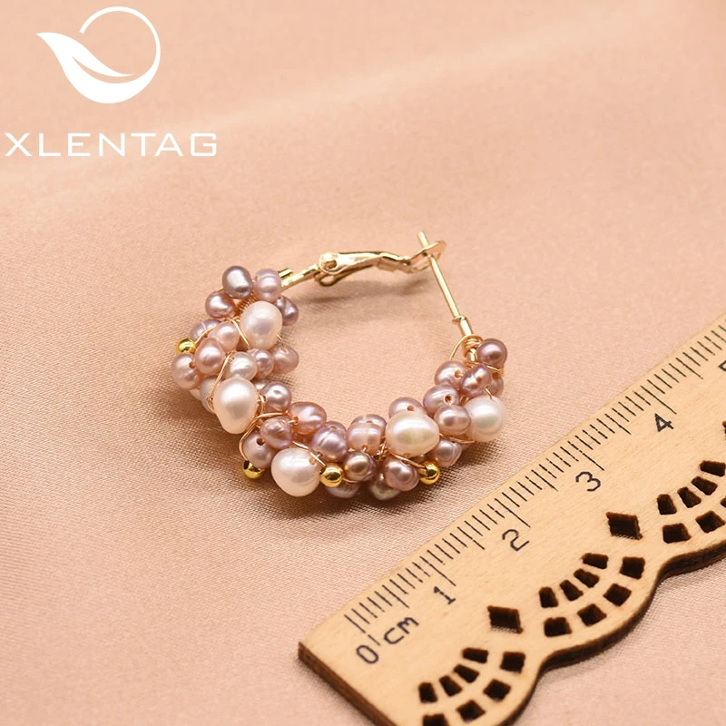XlentAg, большие серьги-кольца, натуральный пресноводный жемчуг для женщин, девушек, для свадебной вечеринки, ручной работы, ювелирные изделия Oorbellen GE0853