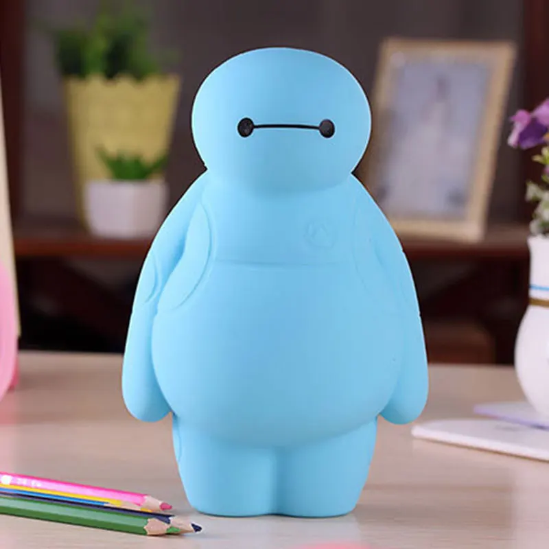 Blue Карандаши для Детские карандаши пенал Чехол 3 кольца для хранения большой размер бэймакс форма пенал - Цвет: Blue