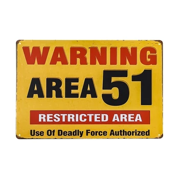 

Garage Metal Sign - Warning Restricted Area 51 - Vintage Look