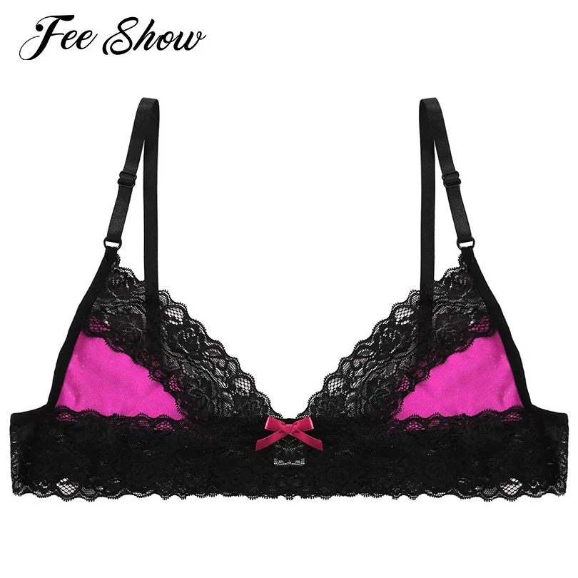 Novelty Mens Erotic Sexy Lingerie Sissy Bra Bralette Floral Lace