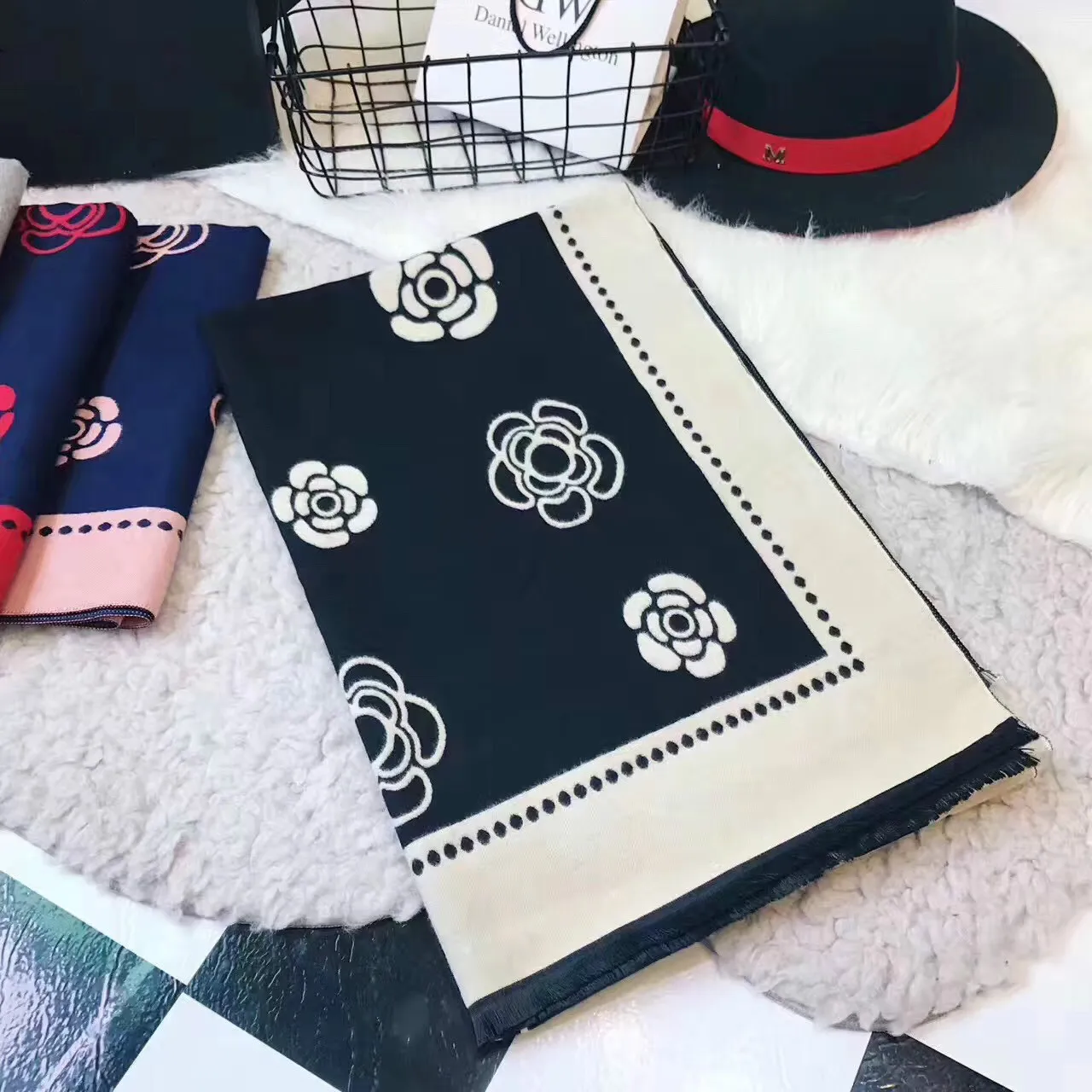 Зима 2019New женский шарф с кашемировым цветочным принтом камелии, утепленная и теплая длинная шаль для женщин двойного назначения