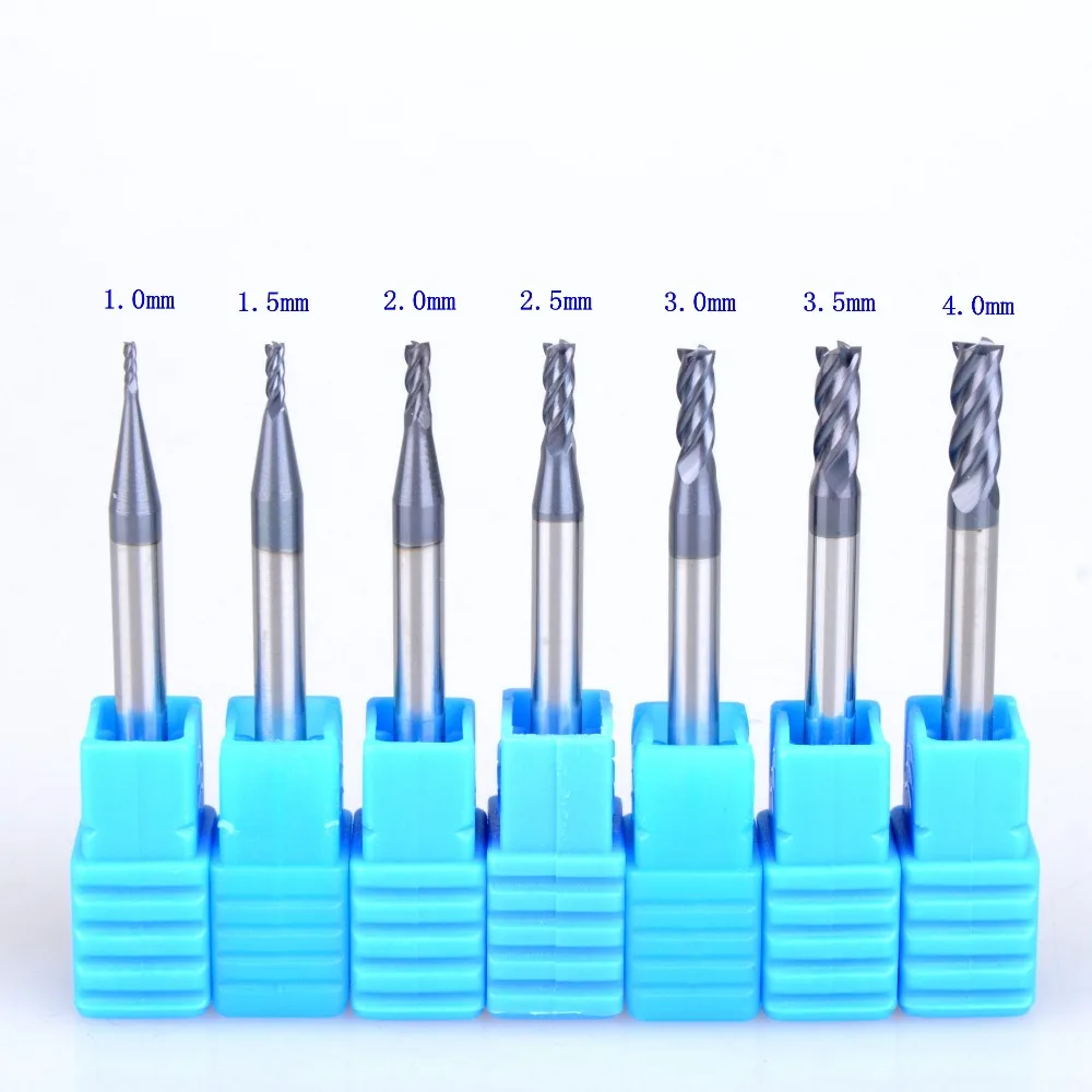 

5Pcs HRC45 1mm-4mm Four Flutes Micro Solid Carbide Face End Mill CNC Milling Cutter Bits For Steel Milling
