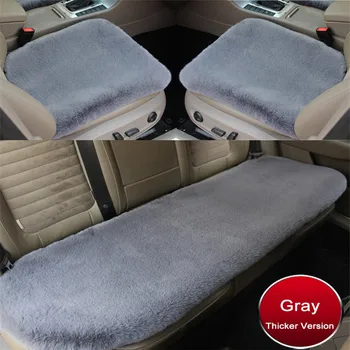 

O SHI CAR 1 Rear / 2 Front Car Seat Cushion Rabbit Furry Mats Square Auto Seater Cover Pad Universal For Trucks SUVs Van