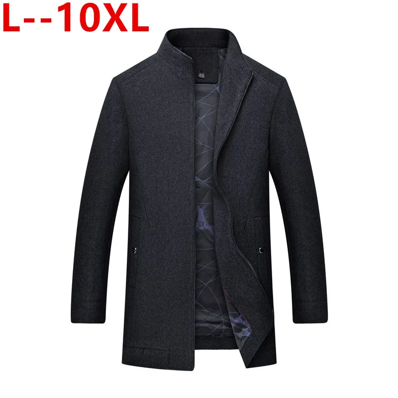 

Plus 10XL 8XL 6XL 5X 2019 Fashion Men's Wool Coat Winter Warm Solid Color Long Trench Jacket Male Business Casual Overcoat Parka