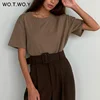 WOTWOY Summer Knitted Basic Solid T-shirt Women Casual Cotton Short Sleeve Tee-Shirts Female Tops Women 2022 New Fashion S-XL ► Photo 2/6