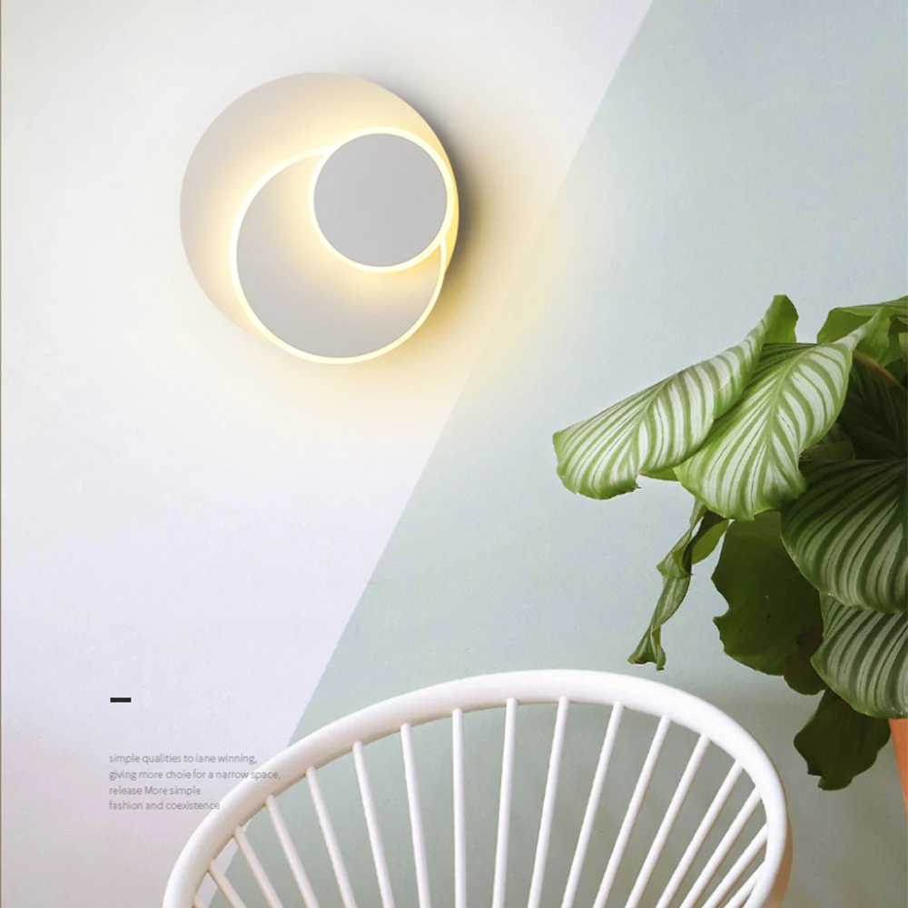 Zerouno bedroom led light fixtures indoor wall lamp sconces 350 degree rotating aluminum 100-240v round square decor lampada