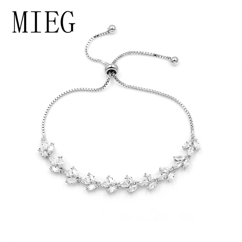 MIEG кольцо с фианитом браслеты с растительным орнаментом для женщин Элегантность Свадебная вечеринка Циркон ювелирные изделия