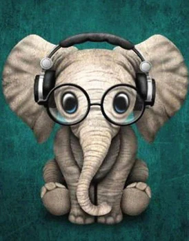 

Elephant with Glasses 5D Diamond Painting Full Square Home Decor DIY Diamond Embroidery Rhinestone Mosaic Picture Wall Art Gift