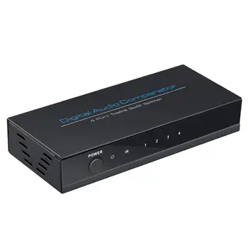 

Digital Optical Audio Splitter 1 in 4 Out Toslink Optical Fiber Audio Splitter with IR Remote Control for PS4 PS3 Blue-Ray DVD