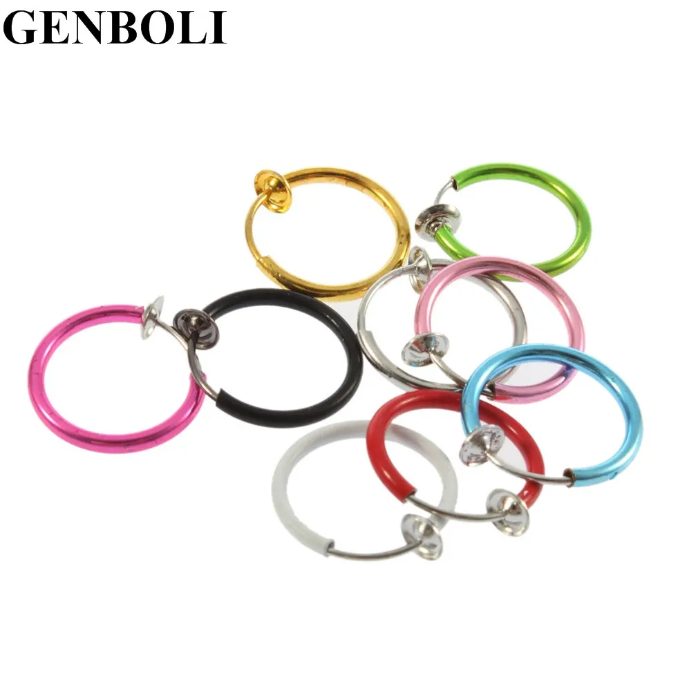 

4pcs 2pair Clip on Fake Hoop Boby Nose Lip Ear Clip Earrings Punk Goth Piercing for Men