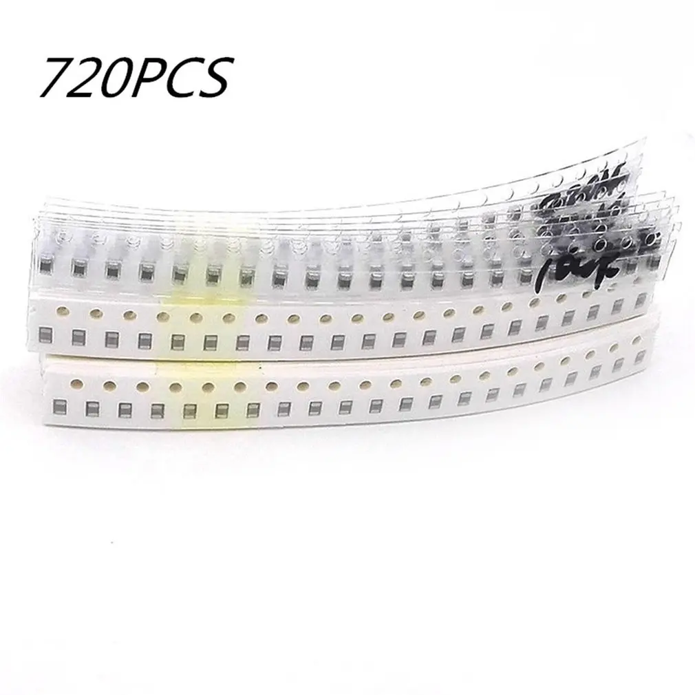 

720Pcs SMD Capacitor Assorted Kit 36 Values 1pF~10uF Samples Kit Electronic DIY Kit Capacitor Pack Ceramic Chip Capacitors