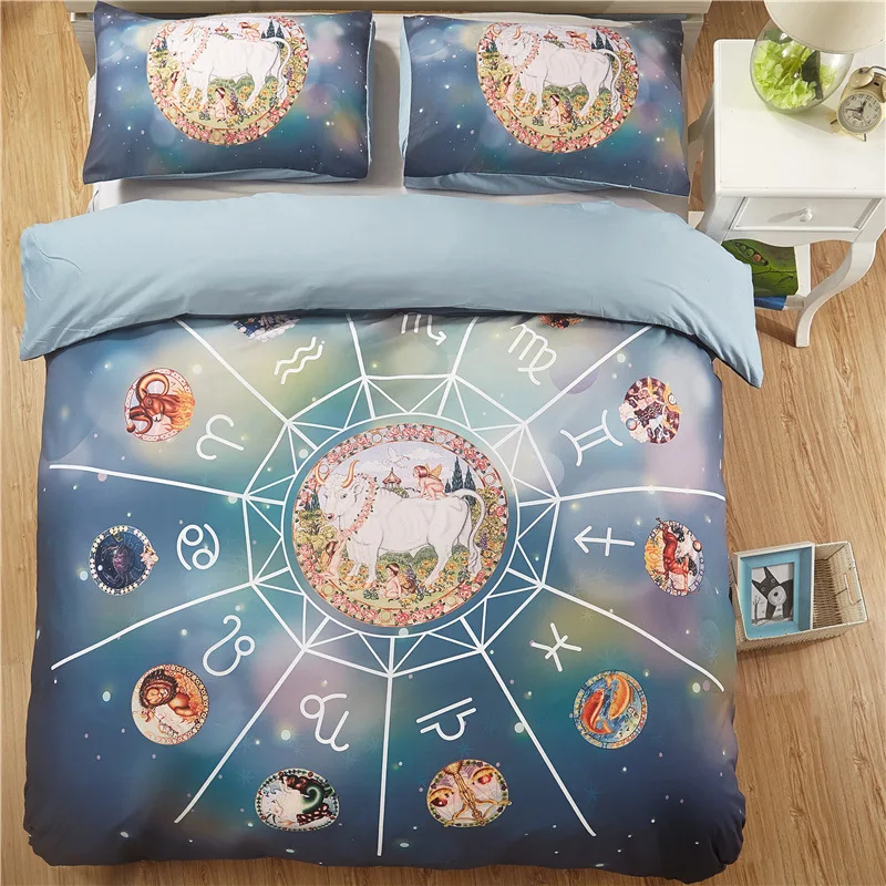 Taurus Постельное белье двенадцать созвездий постельное белье Galaxy пододеяльник наволочка 2/3 шт. Твин/queen/для кровати King/одноместный/двухместный Размеры - Цвет: Taurus
