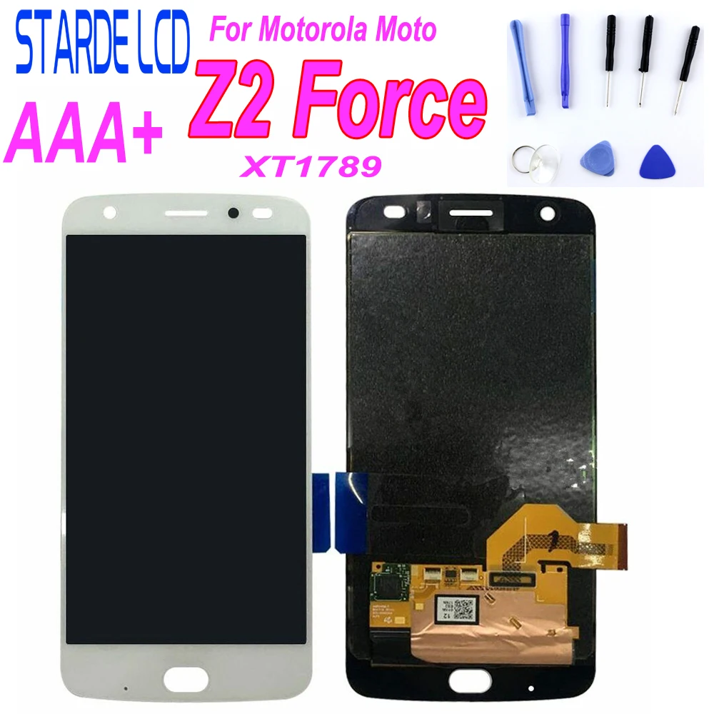 

For Moto Z2 Force LCD Display Touch Screen Digitizer For Moto Z2 Force XT1789 Burn No Front Flash Led with Free Tools