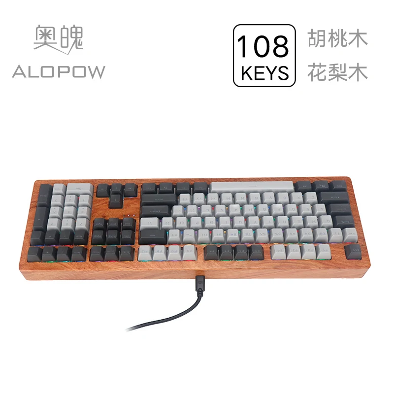 Механическая клавиатура Alopow AOPO 108 100% Деревянный чехол с rgb подсветкой usb type c