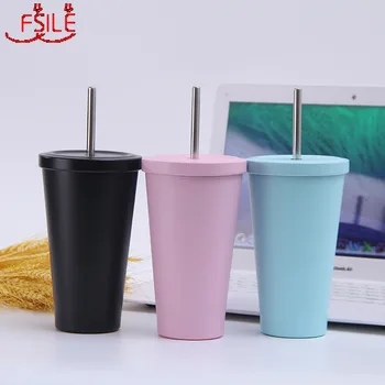 

FSILE 350ml Creative Vacuum Stainless Steel Vacuum Flask, Portable Outdoor Sports Water Cup, Children's Straw Cup with Lid