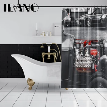 

IBANO Red Bus Shower Curtain Waterproof Polyester Fabric Bath Curtain For The Bathroom 40x60cm Floor Mat