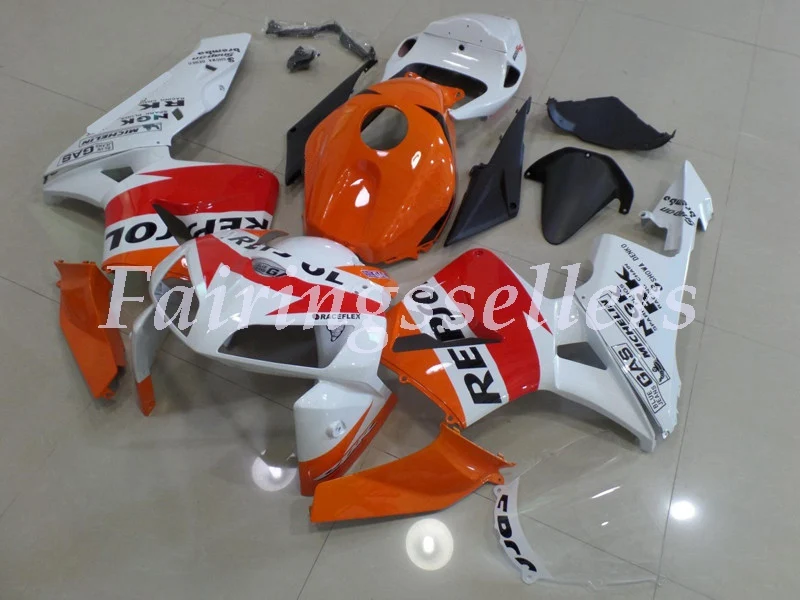 

Top (Injection mold) New ABS Motorcycle Full Fairing Kit Fit For Honda CBR600RR F5 2005 2006 Fairings White Orange Repsol