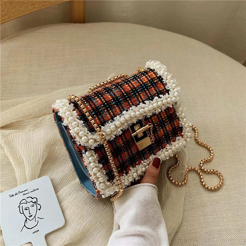 

High Grade Sense Pearl Western Style Bag Women's 2019 Autumn And Winter New Style WOMEN'S Bag Bag Korean-style Chain Crossbody B