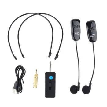 

2in1 Rechargeable 3.5mm 6.35mm UHF Dual Wireless Microphone with Receiver for Teaching Speech Guides Karaoke Loudspeaker