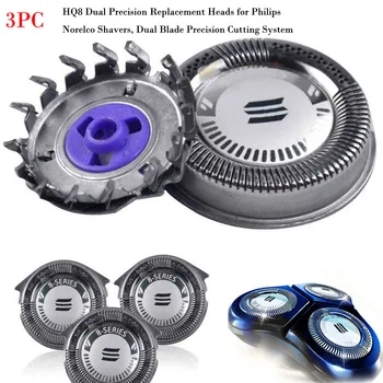 

HQ8 Dual Precision Replacement Heads For Philips Norelco Shavers, Dual Blade Precision Cutting System 3PC For Philips 7183XL