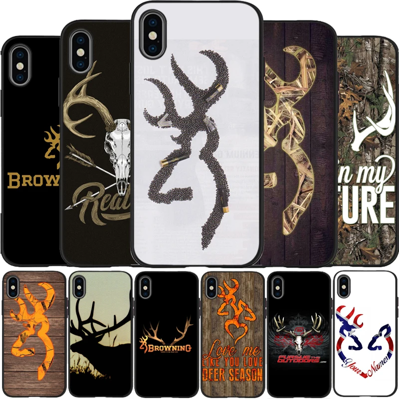 Коричневый чехол для охоты на оленя, мягкий силиконовый черный чехол для телефона X XR XS Max для iPhone 6 6plus 7 8 plus 5 5S SE