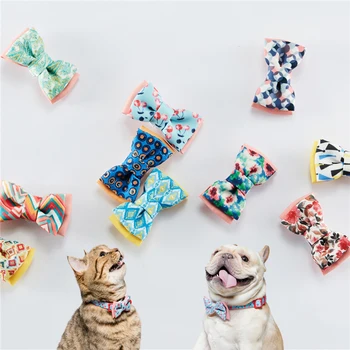 

1pc Printed Cat Dog Bow Loverly Bowknot Ties For Puppy Dogs Pet Accessories Headwear Grooming decorative necklace for kitten