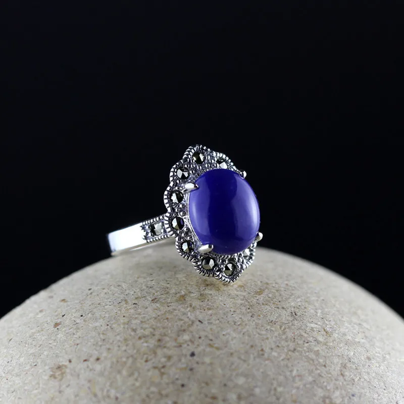 

Character silver product S925 pure silver sterling silver technology in Thailand Thai silver ms lapis ring
