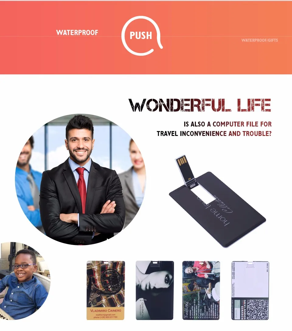 personalizado, cartão, USB Flash Drive, grosso, brindes