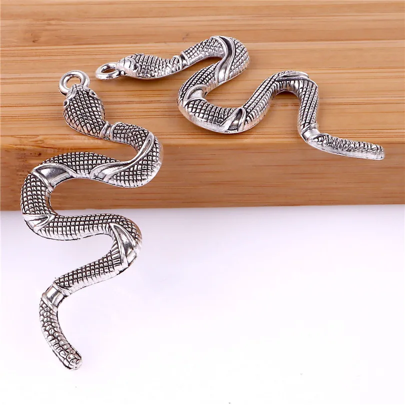 2pcs 23*53mm Snake Charms 4colors Pendants for Necklace Bracelet Jewelry Making DIY Handmade 3