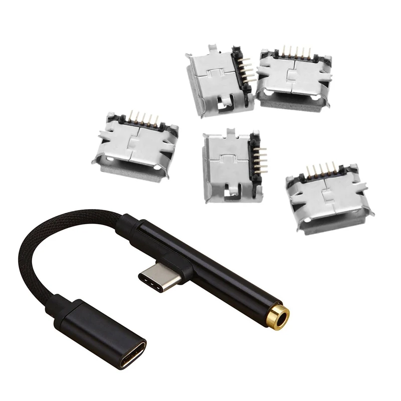 5шт микро-B флеш-накопитель USB с гнездовым соединителем 2In1 кабель разъемами типа C