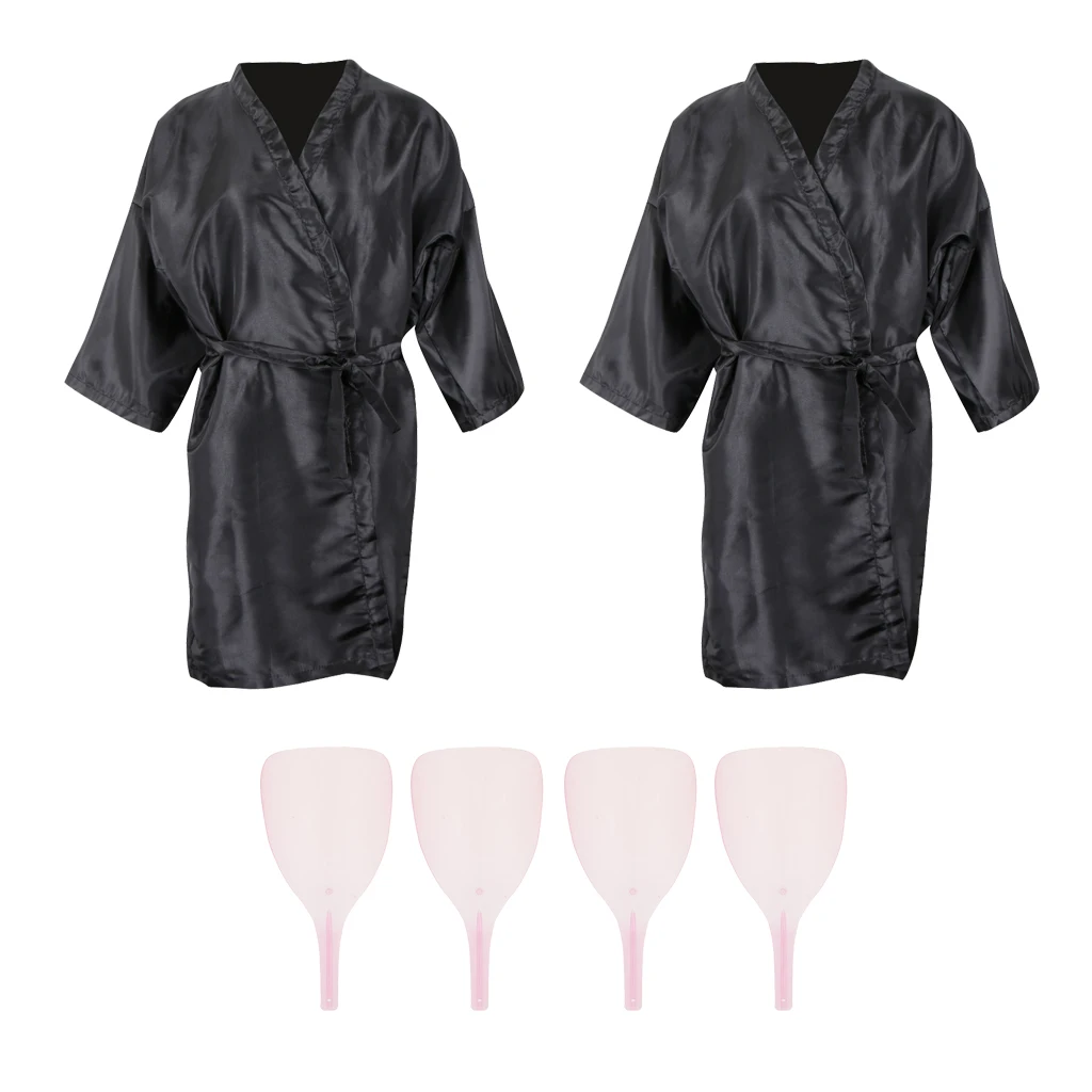 2x Non Stick Hair Cutting Capes Gowns Barber Gown Apron + Hairspray Masks