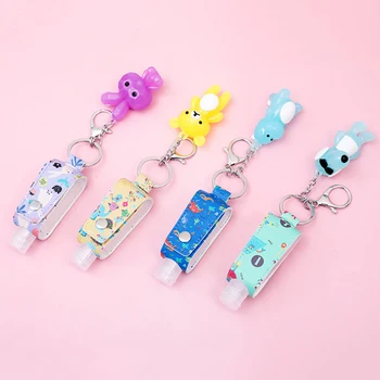

Travel 30ml Reusable Hand Sanitizer Keychain Holder with Flip Cap Bottle Portable for Backpack Sub-bottling Keychain Bottles