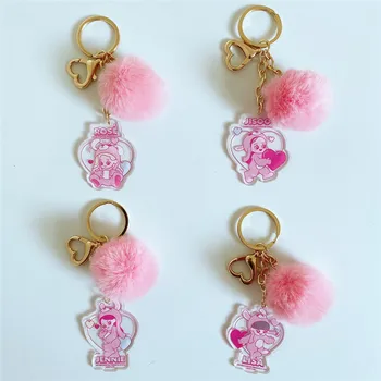 

Kpop BLACKPINK LISA JENNIE JISOO ROSE Cartoon Fashion Keychain Creative Bag Plush Pendant Keychain Accessories