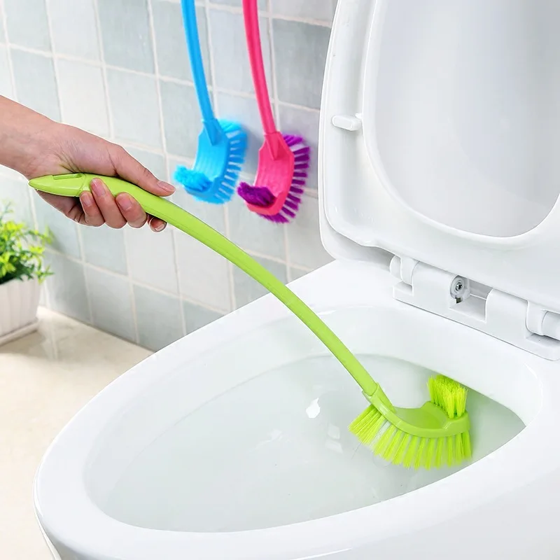 cheap Huibo Small Brush Toilet Brush Double Sided Plastic Multi Purpose Non Blind Angle Long Handle Toilet Cleaning Brush