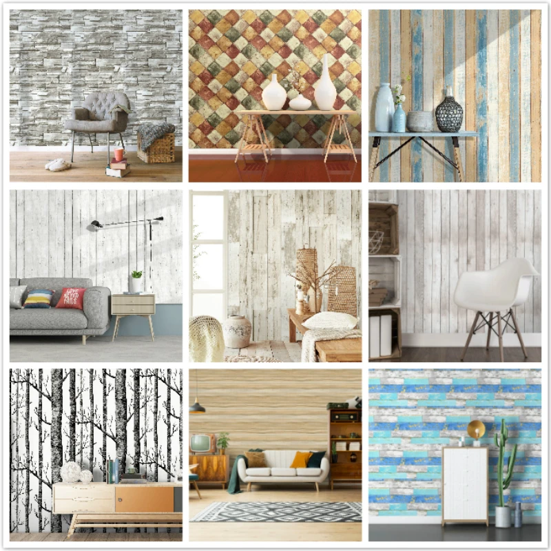 3d Wallpaper Self Adhesive Waterproof Stone Wood Panel Wallpaper For Walls Contact Paper Hotel Library Bedroom Living Room Decor Wallpapers Aliexpress