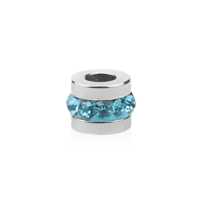Sky blue Aiovlo 10 шт./партия 6 мм бусина из нержавеющей стали Циркон DIY 3 мм отверстие бусины Шарм бусины для Аксессуары для ювелирных изделий - Цвет: Sky blue